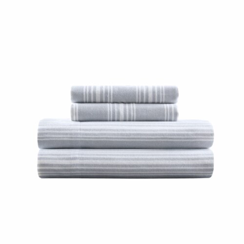 HD Designs Striped Flannel Sheet Set - Gray Perspective: front