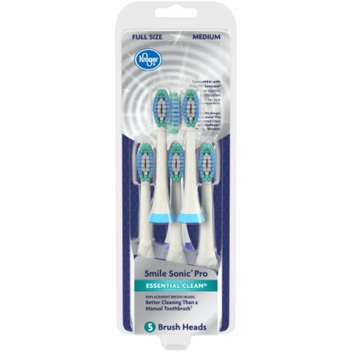 Kroger® Smile Sonic® Pro Essential Clean® Medium Replacement Brush Heads Perspective: front