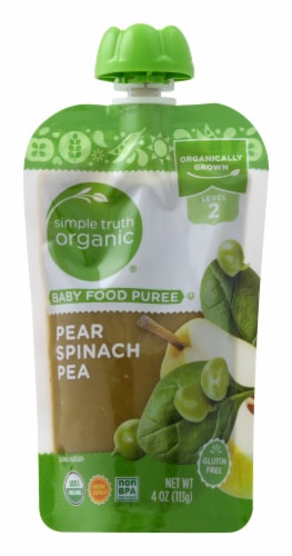 Simple Truth Organic® Pear Spinach Pea Stage 2 Baby Food Puree Perspective: front