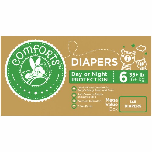 Comforts™ Day or Night Diapers Size 6 (35+ lbs) Perspective: front