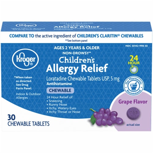 Kroger® Grape Flavor Children's Allergy Chewable Tablets Perspective: front