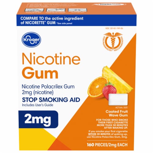 Kroger® Fruit Flavored Nicotine Gum 2mg Perspective: front