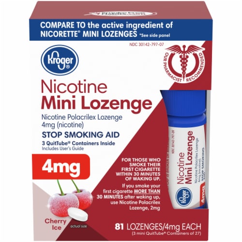 Kroger® Cherry Ice Nicotine Mini Lozenges 4mg Perspective: front