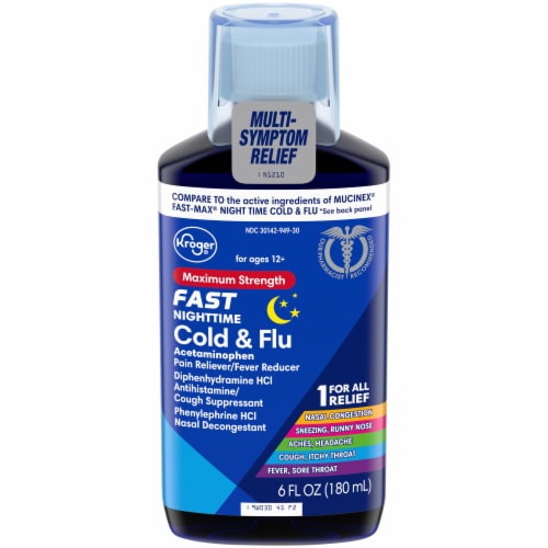 Kroger® Fast Relief Maximum Strength Night Time Cold & Flu Liquid Perspective: front