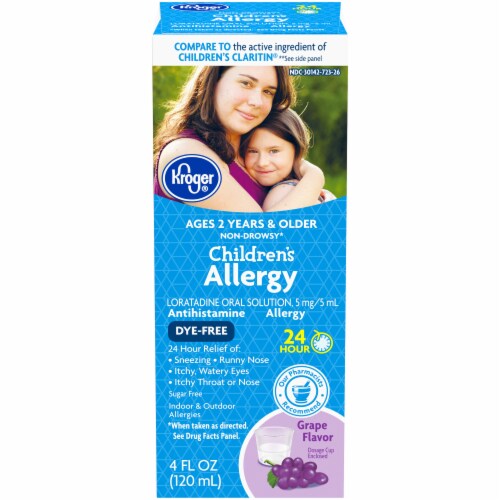 Kroger® Children's Allergy Non-Drowsy Grape Flavored Liquid Perspective: front
