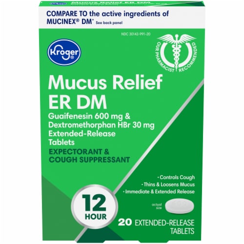 Kroger® Mucus Relief ER DM Extended-Release Tablets Perspective: front