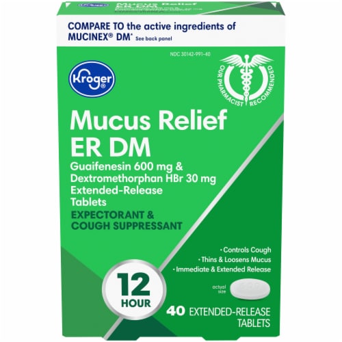 Kroger® Mucus Relief ER DM Expectorant & Cough Tablets Perspective: front