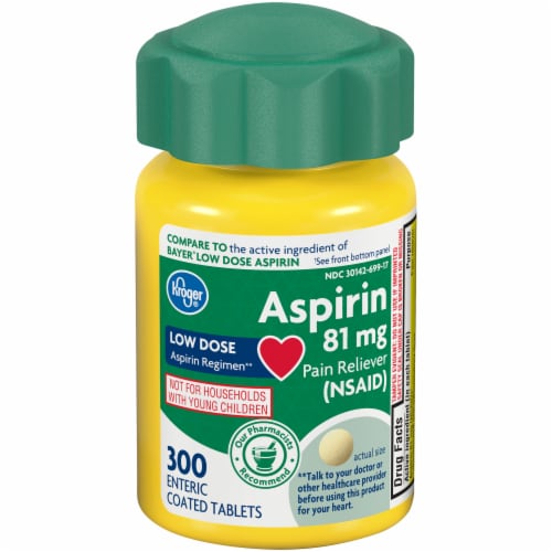 Kroger® Low Dose Coated Aspirin Tablets 81mg Perspective: front