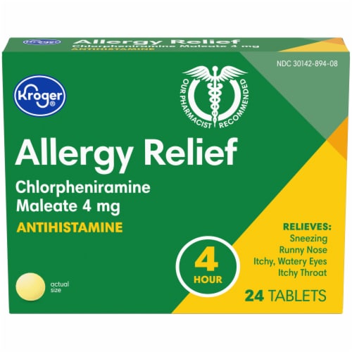 Kroger® Chlorpheniramine Maleate 4 Hour Allergy Relief Tablets 4mg Perspective: front