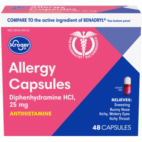 Kroger® Allergy Antihistamine Capsules Box Perspective: front