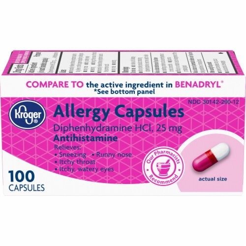 Kroger® Allergy Antihistamine Capsules 25mg Perspective: front