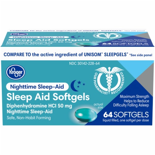 Kroger® Nighttime Sleep Aid Softgels 50mg Perspective: front