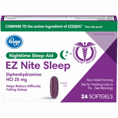 Kroger® EZ Nite Sleep Nighttime Sleep-Aid Softgels 25mg Perspective: front