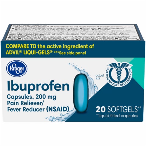 Kroger® Ibuprofen Pain Reliever & Fever Reducer Softgels 200mg Perspective: front