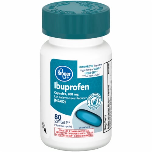 Kroger® Ibuprofen Pain Reliever & Fever Reducer Softgels 200mg Perspective: front