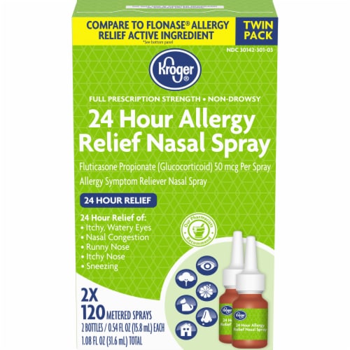 Kroger 24 Hour Allergy Relief Nasal Spray 2 Count 2 ct 0.54 fl