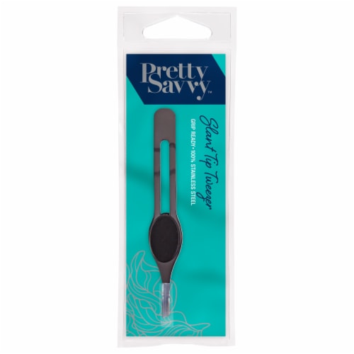 Pretty Savvy™ Slant Tip Grip Ready Tweezers Perspective: front