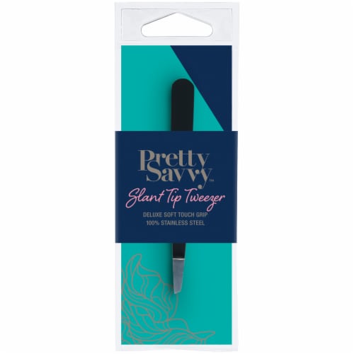 Pretty Savvy™ Slant Tip Deluxe Soft Touch Tweezers Perspective: front
