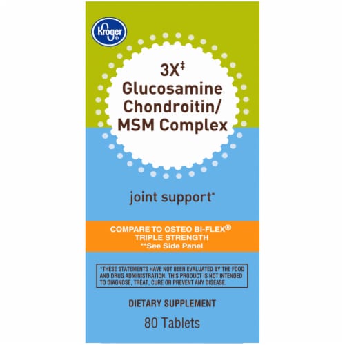 Kroger® 3X Glucosamine Chondroitin/MSM Complex Joint Support Dietary Supplement Tablets Bottle Perspective: front