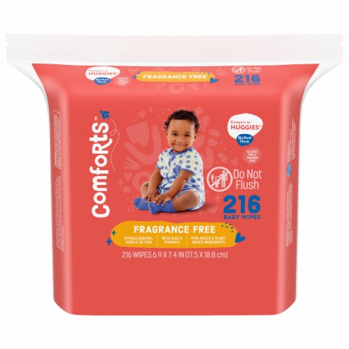Comforts™ Fragrance-Free Baby Wipes Perspective: front