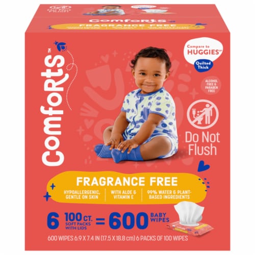 Comforts™ Fragrance-Free Baby Wipes Perspective: front