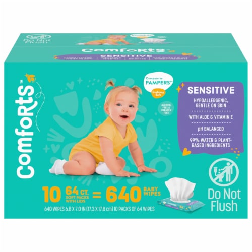 Comforts™ Sensitive Baby Wipes, 10 pk / 64 ct - Fry's Food Stores