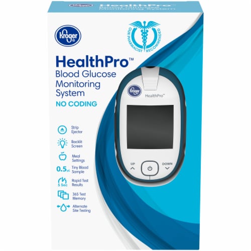 Kroger® HealthPro Blood Glucose No Coding Monitoring System Perspective: front