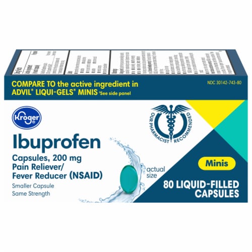 Kroger® Ibuprofen Mini Liquid Softgels 200mg Perspective: front