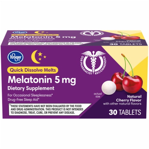 Kroger® Quick Dissolve Cherry Flavor Melatonin 5mg Perspective: front