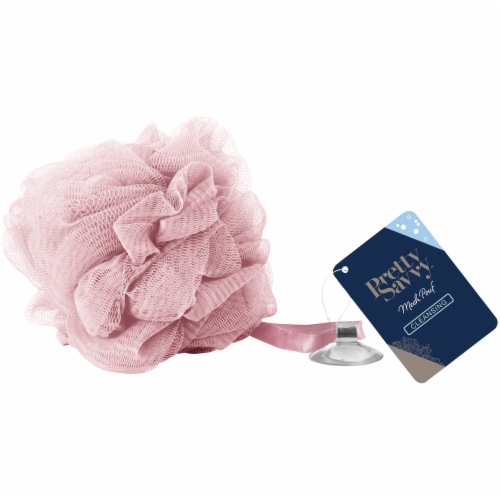 Pretty Savvy Blush Mesh Pouf Perspective: front