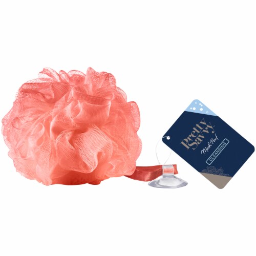Pretty Savvy Coral Mesh Pouf Perspective: front