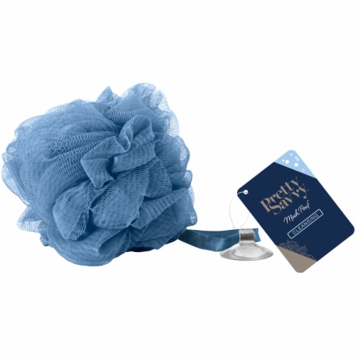 Pretty Savvy Dark Blue Mesh Pouf Perspective: front