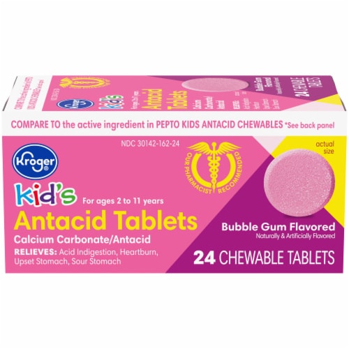 Kroger® Kid's Bubble Gum Flavored Chewable Antacid Tablets Perspective: front