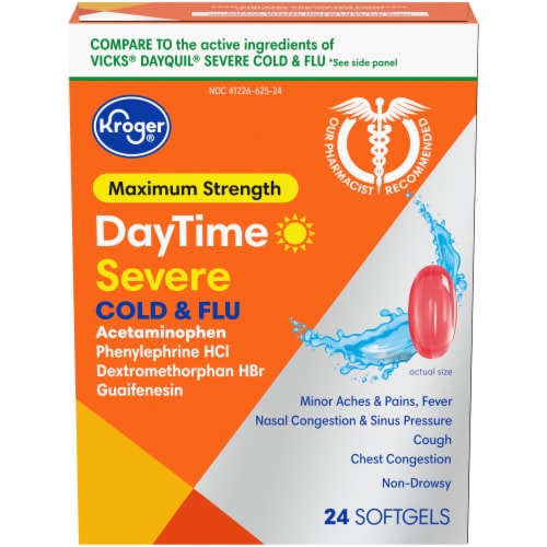 Kroger® Maximum Strength DayTime Severe Cold & Flu Softgels Perspective: front