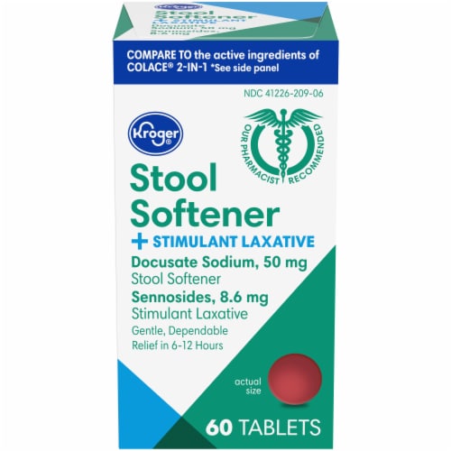 Kroger® Stool Softener + Stimulant Laxative Tablets Perspective: front