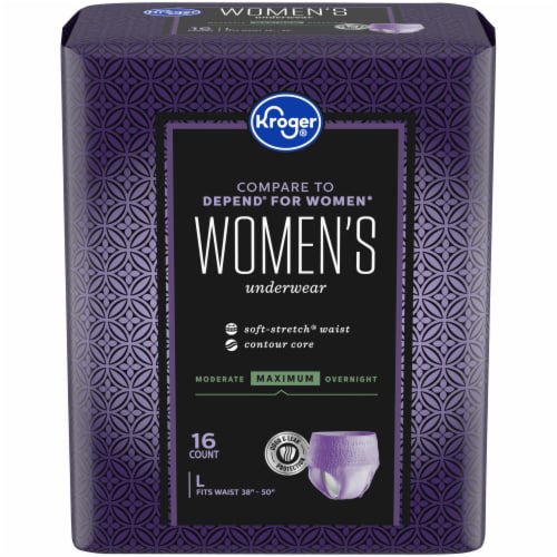 Kroger Adult Incontinence Underwear for Women Maximum Absorbency, Large  with Soft Stretch, 16 ct - Kroger