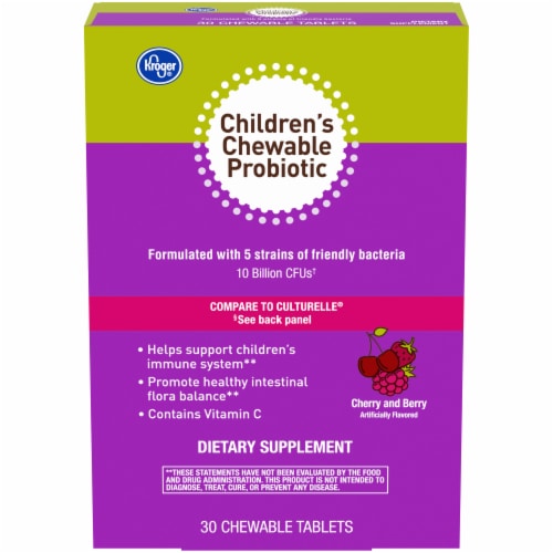 Kroger® Cherry and Berry Children's Chewable Probiotic Tablets Perspective: front