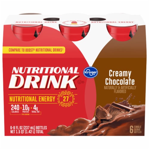 Kroger® Creamy Chocolate Nutritional Drink Bottles Perspective: front