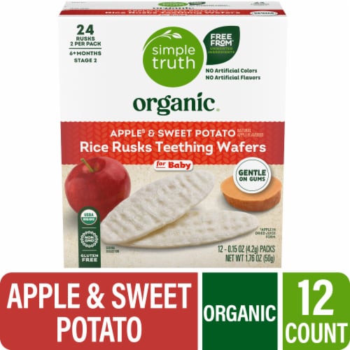 Simple Truth Organic® Apple and Sweet Potato Rice Rusks Teething Wafers Perspective: front