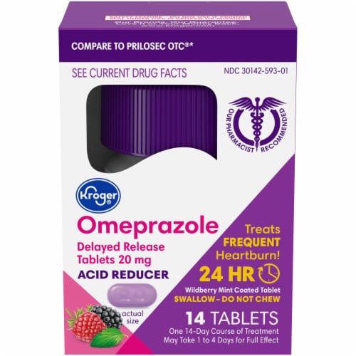 Kroger Wildberry Mint Omeprazole Acid Reducer Tablets Perspective: front