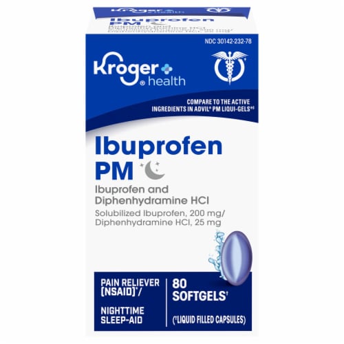 Kroger® Ibuprofen PM Liquid Softgel Capsules Perspective: front