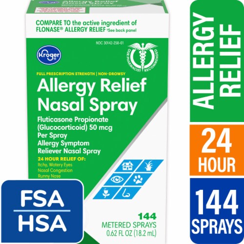 Kroger® Allergy Relief Non-Drowsy Nasal Spray Fluticasone Propionate Perspective: front