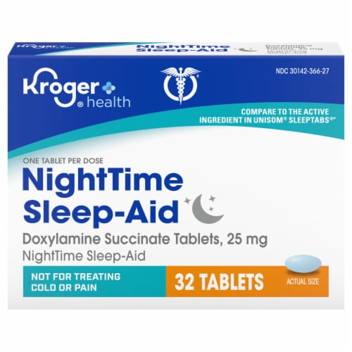 Kroger® Nighttime Sleep-Aid Tablets 25mg Perspective: front