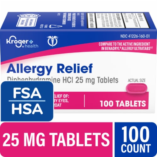 Kroger® Diphenhydramine HCl Allergy Tablets 25 mg Perspective: front