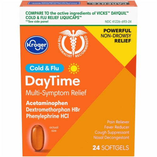 Kroger® Non-Drowsy DayTime Cold & Flu Softgels Perspective: front