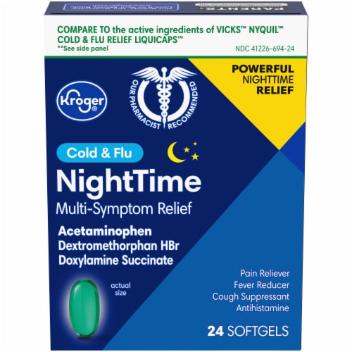 Kroger® NightTime Cold & Flu Softgels Perspective: front