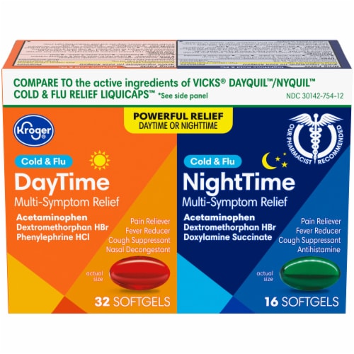 Kroger® Daytime & NightTime Cold & Flu Softgels Perspective: front