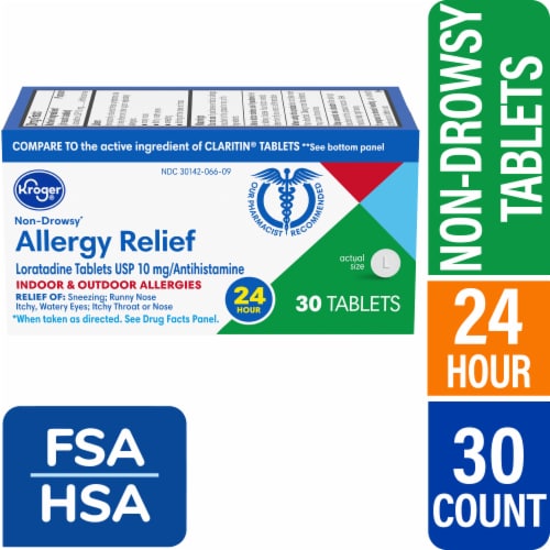 Kroger® Allergy Relief Non-Drowsy Tablets Loratadine Perspective: front