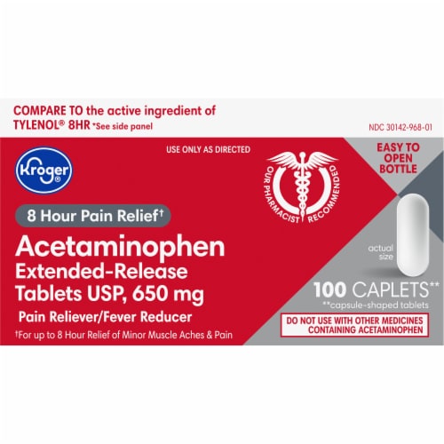 Kroger® Extended-Release 650 mg Acetaminophen Tablets Perspective: front