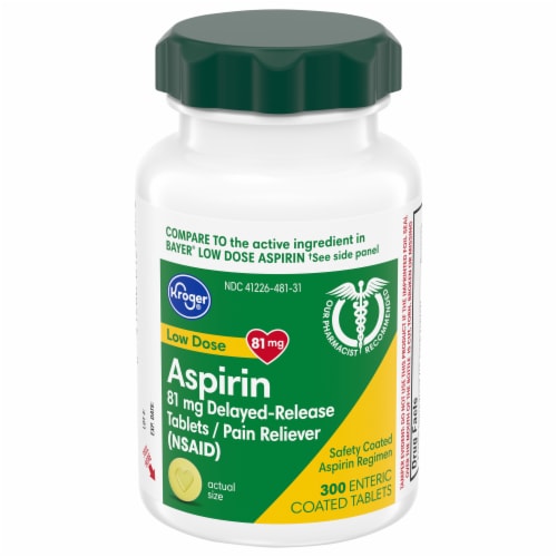 Kroger® Low Dose Aspirin Delayed-Release Tablets 81mg Perspective: front